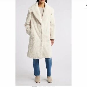 Sam Edelman Shaw Collar Faux shearling Coat -Ivory